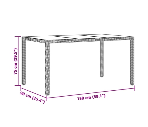 Set de muebles jardín 5 pzas con cojines ratán sintético negro