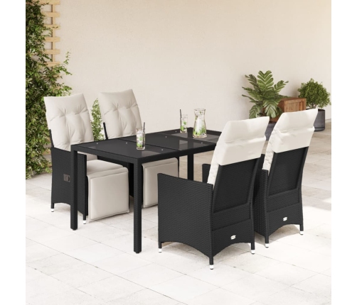 Set de muebles jardín 5 pzas con cojines ratán sintético negro