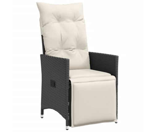 Set de comedor de jardín 7 pzas y cojines ratán sintético negro