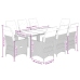 Set de comedor de jardín 9 pzas y cojines ratán sintético negro