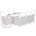 Set de comedor de jardín 9 pzas y cojines ratán sintético negro