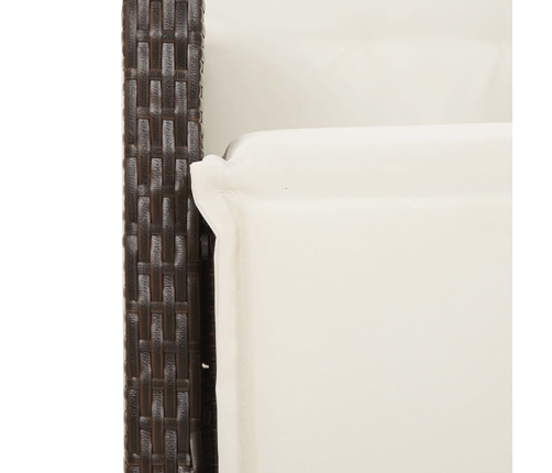 Set de mesa y sillas jardín 9 piezas y cojines ratán PE marrón