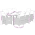 Set de mesa y sillas jardín 9 piezas y cojines ratán PE marrón