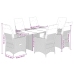 Set de mesa y sillas jardín 7 pzas con cojines ratán PE marrón