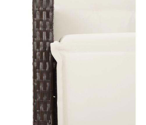 Set de mesa y sillas jardín 9 piezas y cojines ratán PE marrón