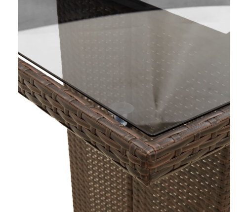 Set de mesa y sillas jardín 9 piezas y cojines ratán PE marrón