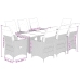 Set de mesa y sillas jardín 9 piezas y cojines ratán PE marrón