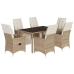 Set de mesa y sillas de jardín 7 pzas y cojines ratán PE beige