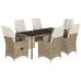 Set de mesa y sillas de jardín 7 pzas y cojines ratán PE beige