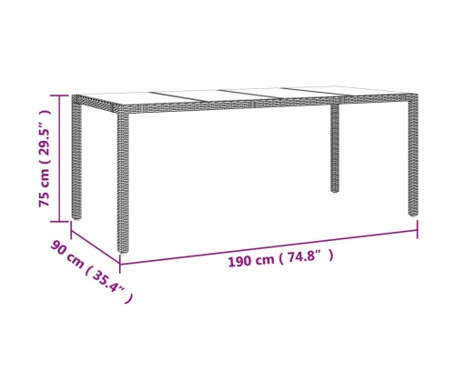 Set de mesa y sillas de jardín 7 pzas y cojines ratán PE beige