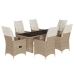 Set de mesa y sillas de jardín 7 pzas y cojines ratán PE beige