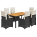 Set de mesa y sillas de jardín 7 pzas y cojines ratán PE negro