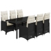 Set de mesa y sillas de jardín 7 pzas y cojines ratán PE negro