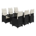 Set de mesa y sillas de jardín 7 pzas y cojines ratán PE negro