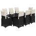 Set de mesa y sillas de jardín 9 pzas y cojines ratán PE negro