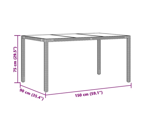 Set de mesa y sillas jardín 7 pzas con cojines ratán PE marrón