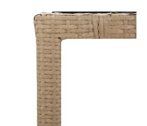 Mesita y sillas jardín 5 pzas y cojines ratán sintético beige