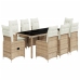 Set de mesa y sillas de jardín 5 pzas y cojines ratán PE beige