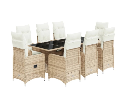 Set de mesa y sillas de jardín 5 pzas y cojines ratán PE beige