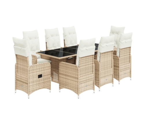 Set de mesa y sillas de jardín 5 pzas y cojines ratán PE beige