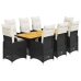 Set de mesa y sillas de jardín 9 pzas y cojines ratán PE negro