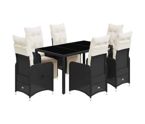 Set de mesa y sillas de jardín 7 pzas y cojines ratán PE negro