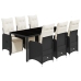 Set de mesa y sillas de jardín 7 pzas y cojines ratán PE negro
