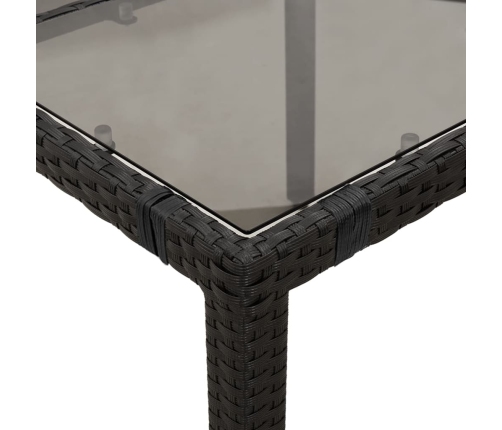 Set de mesa y sillas de jardín 7 pzas y cojines ratán PE negro