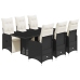 Set de mesa y sillas de jardín 7 pzas y cojines ratán PE negro