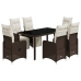 Set de mesa y sillas jardín 7 pzas con cojines ratán PE marrón