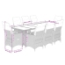 Set de mesa y sillas de jardín 9 pzas y cojines ratán PE negro