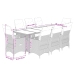 Set de mesa y sillas jardín 9 piezas y cojines ratán PE marrón