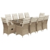 Set de mesa y sillas de jardín 11 pzas y cojines ratán PE beige
