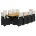 Set de mesa y sillas de jardín y cojines 11 pzas ratán PE negro