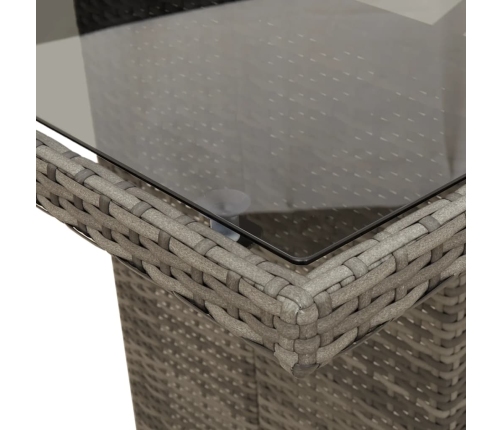 Set de mesa y sillas de jardín 11 pzas y cojines ratán PE gris