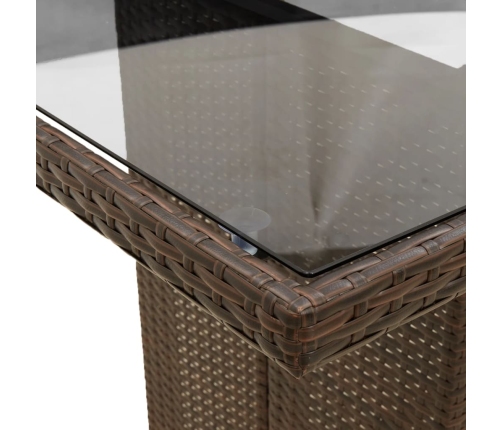 Set de mesa y sillas jardín 9 piezas y cojines ratán PE marrón