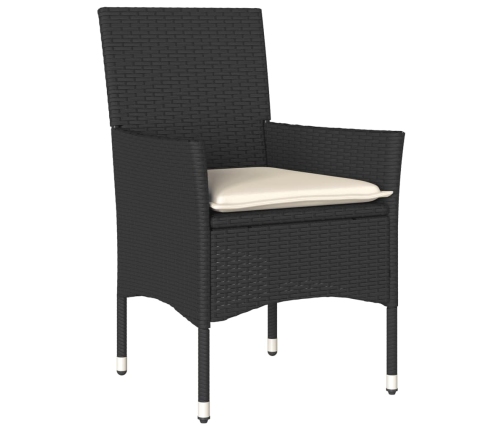 Set comedor jardín 5 pzas cojines ratán sintético vidrio negro
