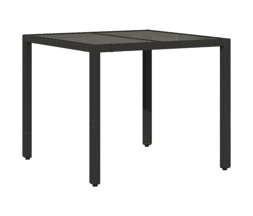 Set comedor jardín 5 pzas cojines ratán sintético vidrio negro