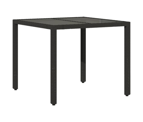 Set comedor jardín 5 pzas cojines ratán sintético vidrio negro