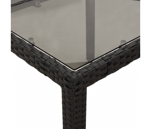 Set comedor jardín 5 pzas cojines ratán sintético vidrio negro