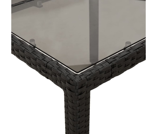 Set comedor jardín 5 pzas cojines ratán sintético vidrio negro