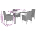 Set comedor jardín 5 pzas cojines ratán sintético vidrio negro