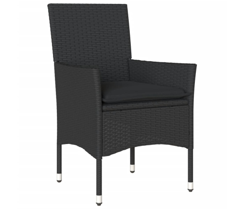 Set comedor jardín 7 pzas cojines ratán sintético vidrio negro