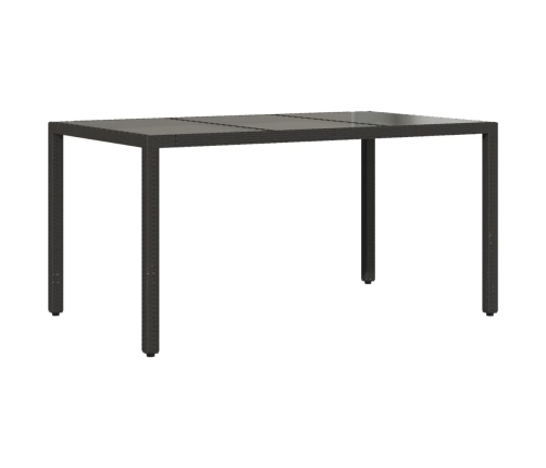 Set comedor jardín 7 pzas cojines ratán sintético vidrio negro