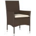 Set comedor jardín 5 pzas cojines ratán sintético vidrio marrón