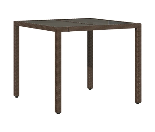 Set comedor jardín 5 pzas cojines ratán sintético vidrio marrón