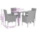 Set comedor jardín 5 pzas cojines ratán sintético vidrio marrón