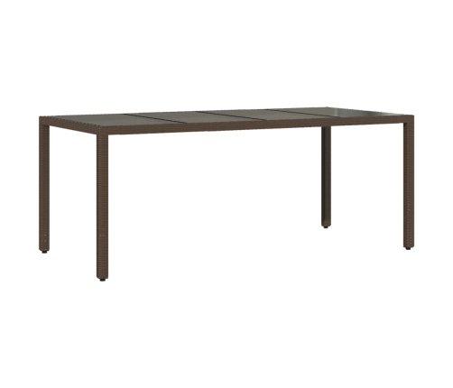 Set comedor jardín 9 pzas cojines ratán sintético vidrio marrón