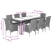 Set comedor jardín 9 pzas cojines ratán sintético vidrio marrón