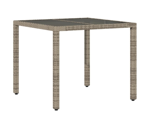 Set comedor jardín 5 pzas y cojines ratán sintético vidrio gris